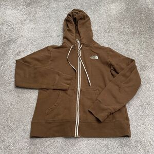 The North Face Full Zip Hoodie Sweatshirt Womens Medium Brown Fleece Outdoor